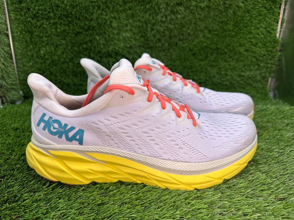Hoka One One Clifton 8 1119393-BDBI Athletic Sneaker Men's 12D White Mesh Sports